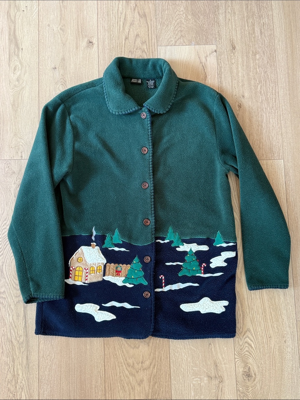 Jessi Lee Vintage Holiday Fleece Cardigan Size S